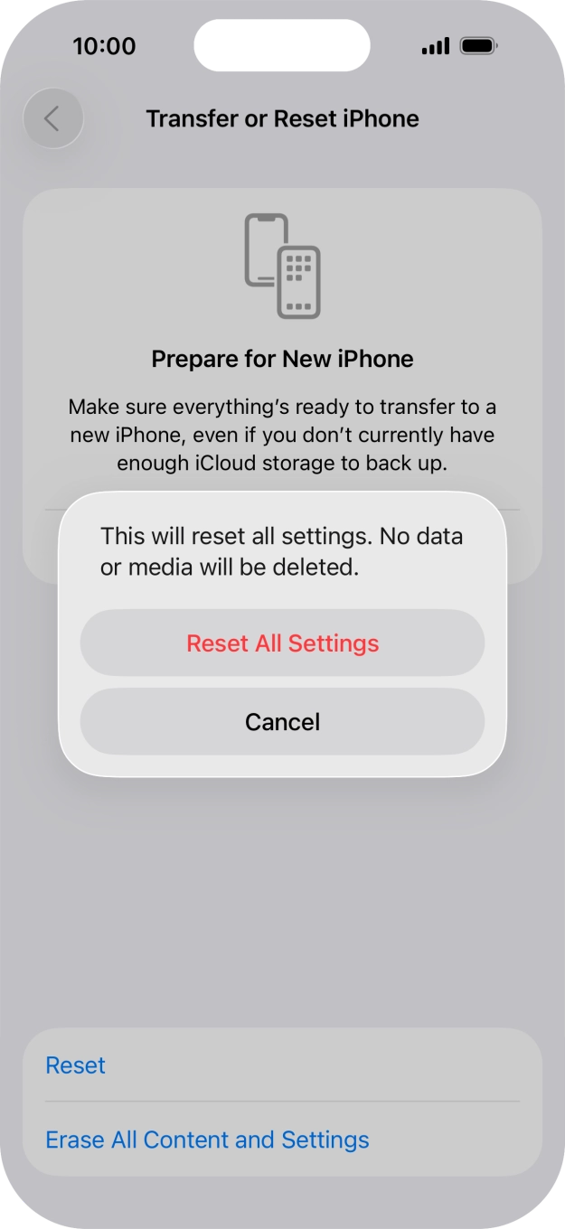 Press Reset All Settings.