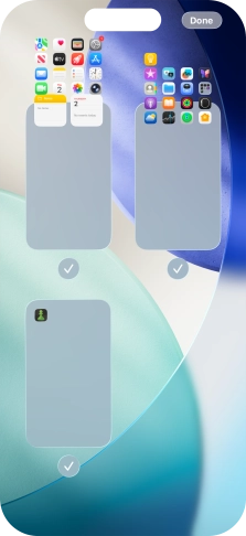 Press the fields below the required home screen pages to select or deselect them.