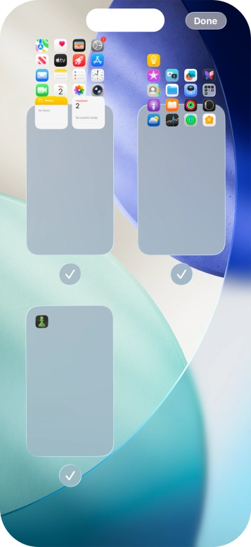 Press the fields below the required home screen pages to select or deselect them.