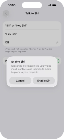 Press Enable Siri.