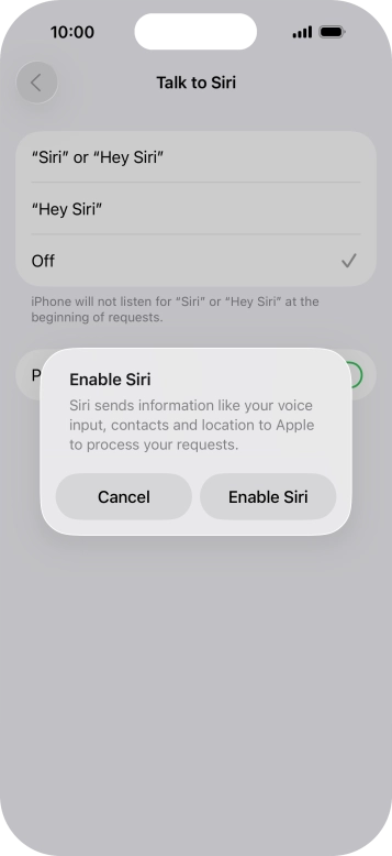 Press Enable Siri.