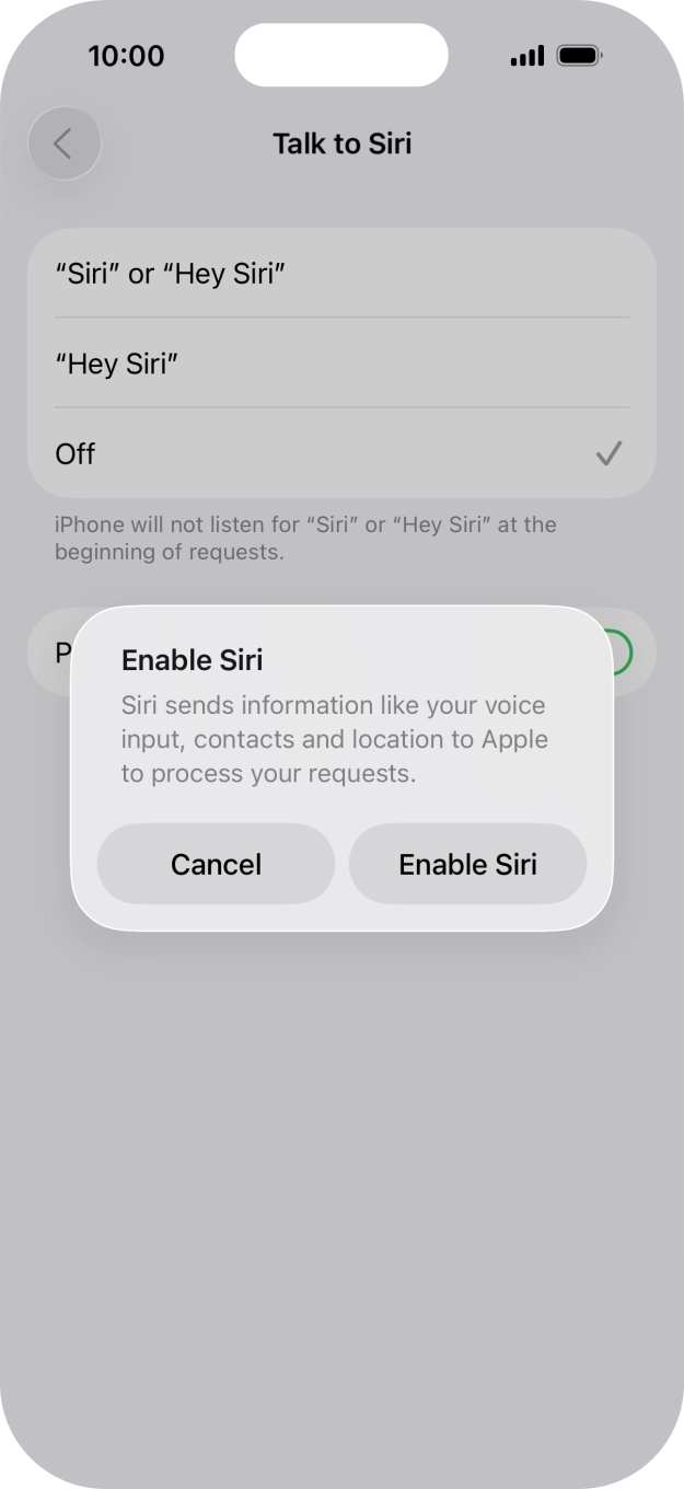 Press Enable Siri. Press Enable Siri.