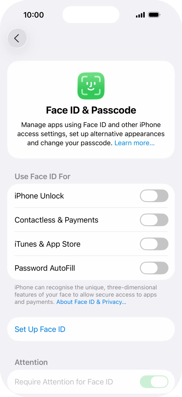 Press Set Up Face ID.