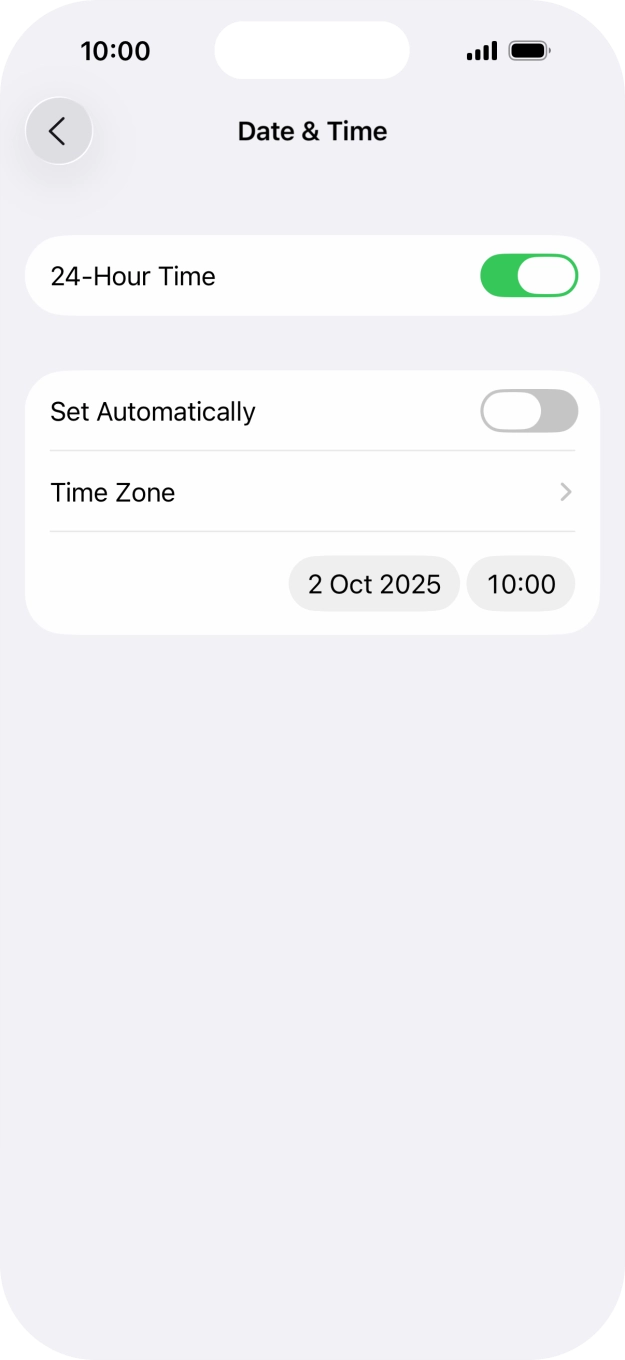 Press the indicator next to 'Set Automatically' to turn on the function.