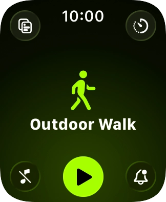 Slide your finger up or down on the screen to select the required training activity.