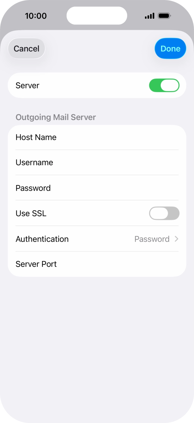 Press the indicator next to 'Use SSL' to turn on the function.
