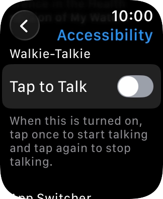 Press the required category below 'Walkie-Talkie' and follow the instructions on the screen to select the required settings.