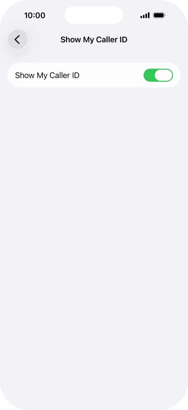 Press the indicator next to 'Show My Caller ID' to turn the function on or off.