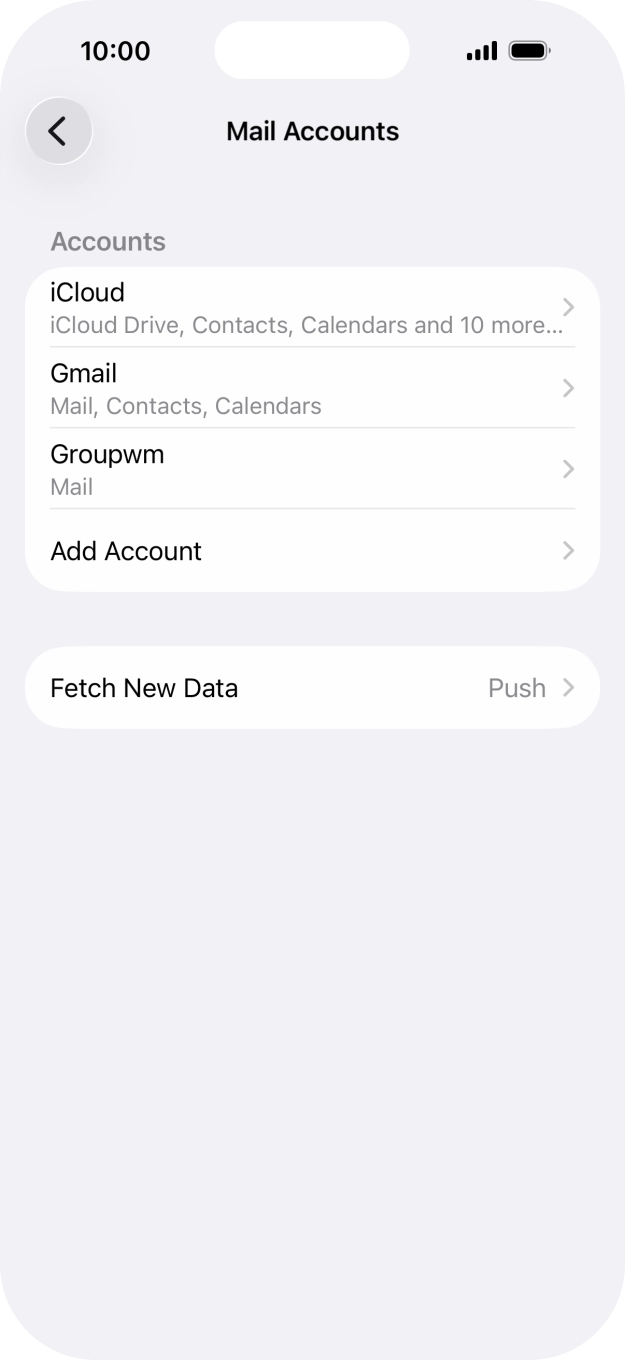 Press the name of the email account you've just set up.