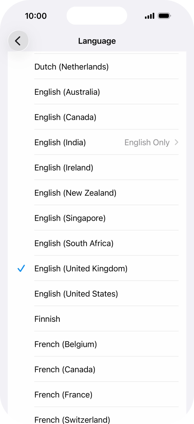 Press the required language. Press the required language.