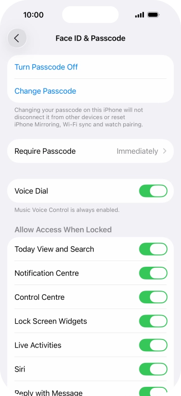 Press Turn Passcode Off and key in the lock code.