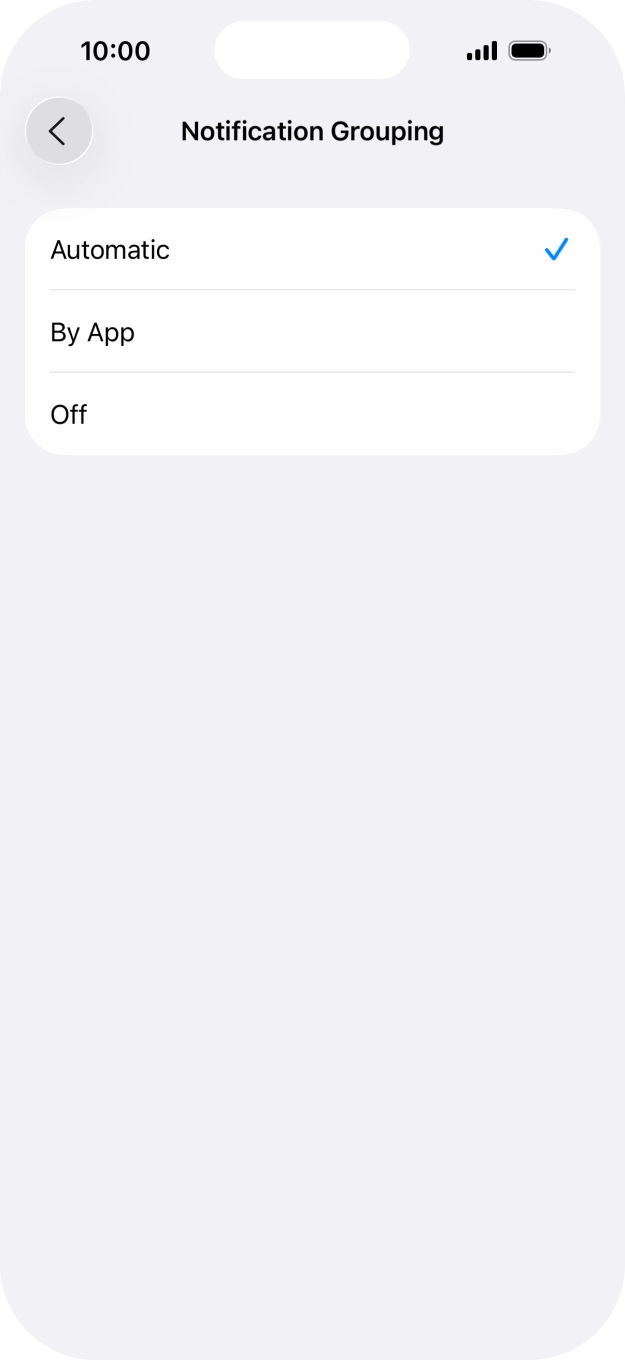 Press the required setting.