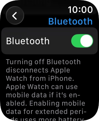 Press the indicator next to 'Bluetooth' to turn the function on or off.