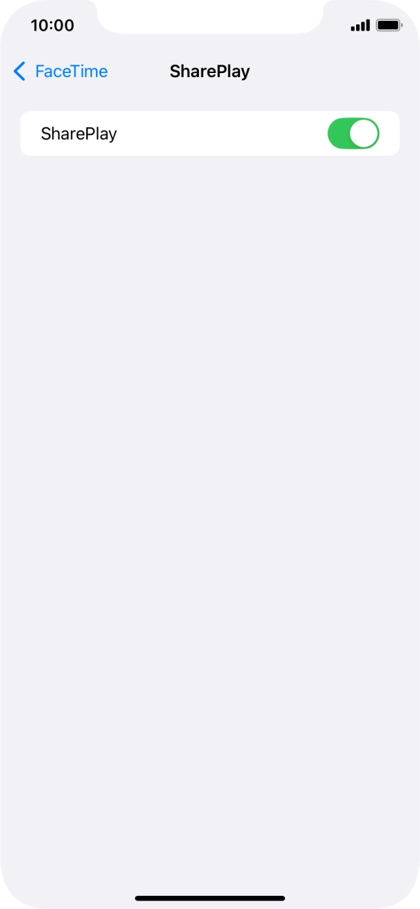 Press the indicator next to 'SharePlay' to turn the function on or off. Press the indicator next to 'SharePlay' to turn the function on or off.