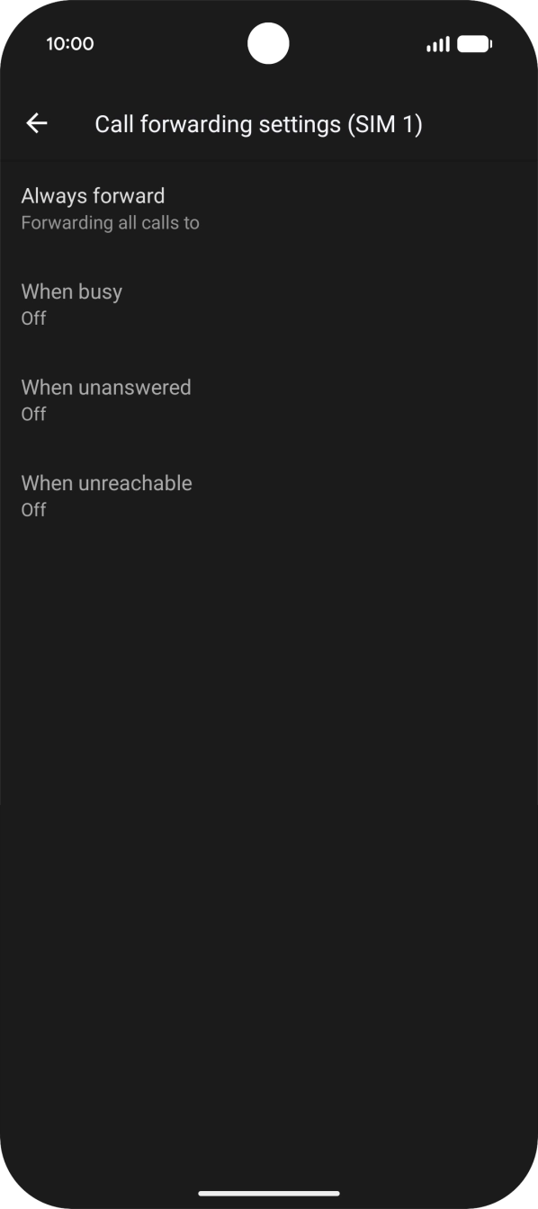 Press the required divert type.