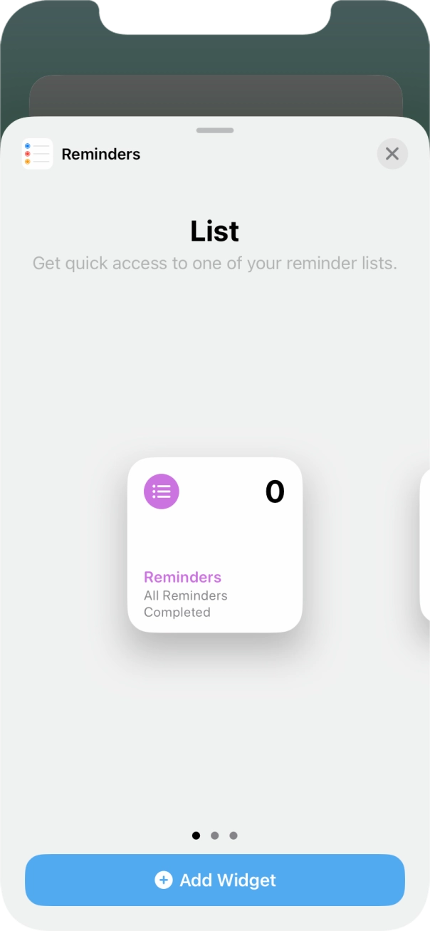 Slide your finger right or left on the screen to select the required widget size. Slide your finger right or left on the screen to select the required widget size.