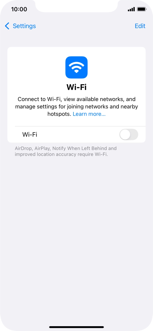Press the indicator next to 'Wi-Fi' to turn on the function. Press the indicator next to 'Wi-Fi' to turn on the function.
