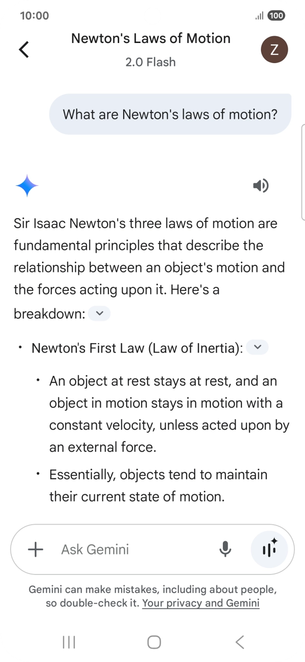 Transcription of the conversation with Gemini Live is now displayed. Transcription of the conversation with Gemini Live is now displayed.