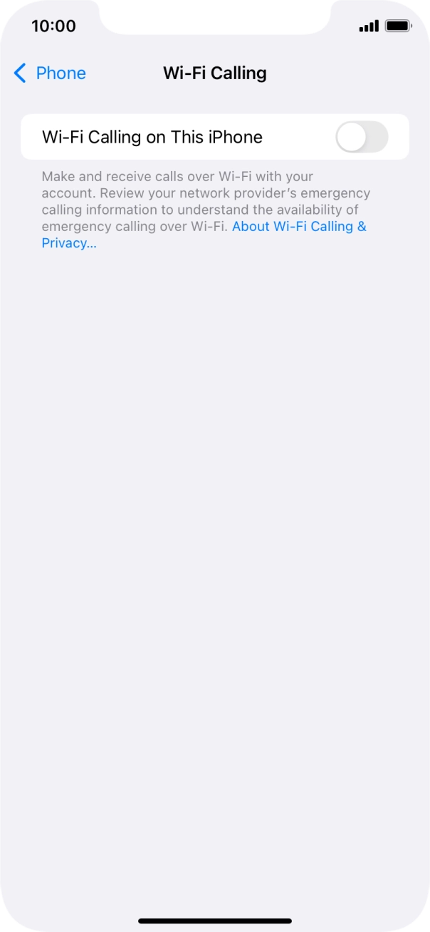 Press the indicator next to 'Wi-Fi Calling on This iPhone' to turn the function on or off.