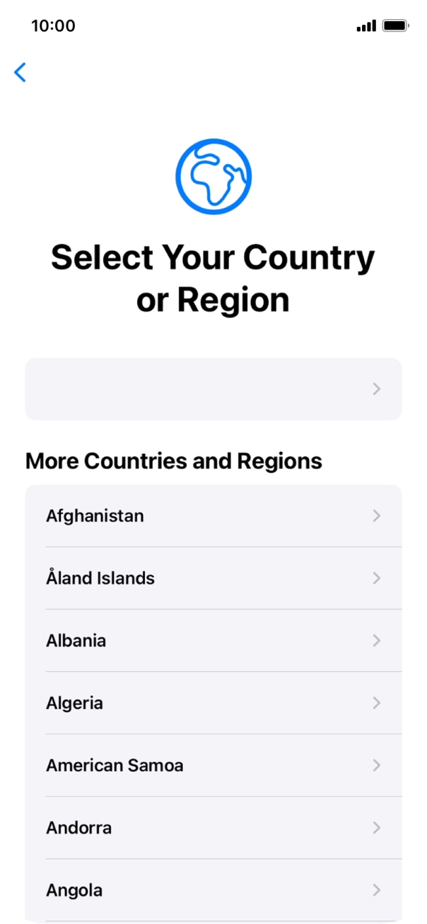 Press the required country or area.