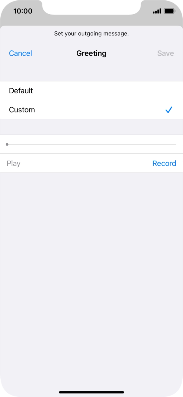 Press Record to start recording a personal greeting. Press Record to start recording a personal greeting.