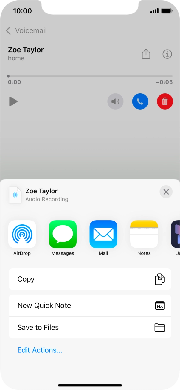 Press the required setting and follow the instructions on the screen to share or save the message. Press the required setting and follow the instructions on the screen to share or save the message.