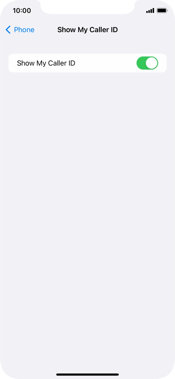 Press the indicator next to 'Show My Caller ID' to turn the function on or off.