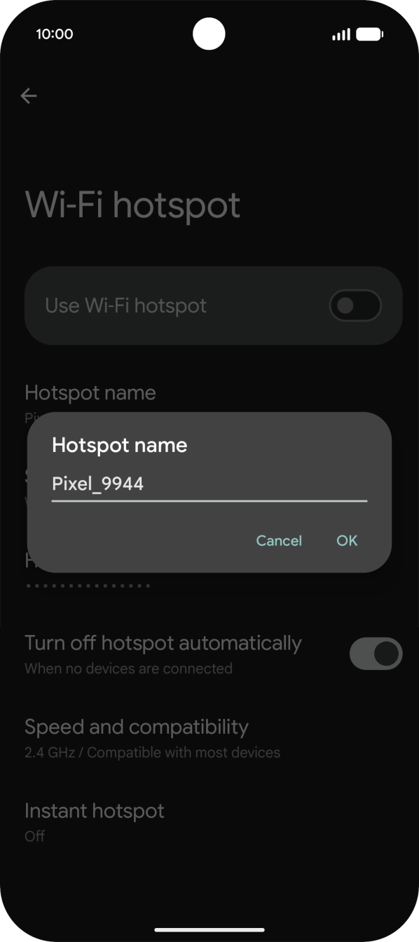 Key in the required WiFi hotspot name and press OK.