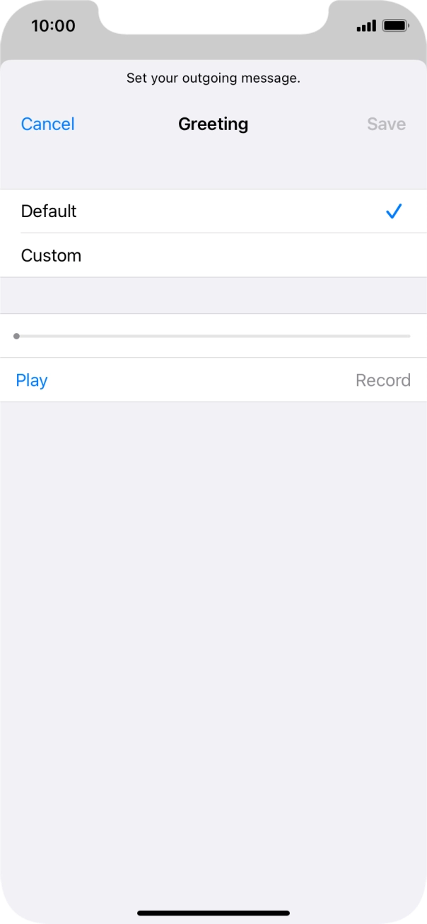 Press Default to select the default greeting. Press Default to select the default greeting.