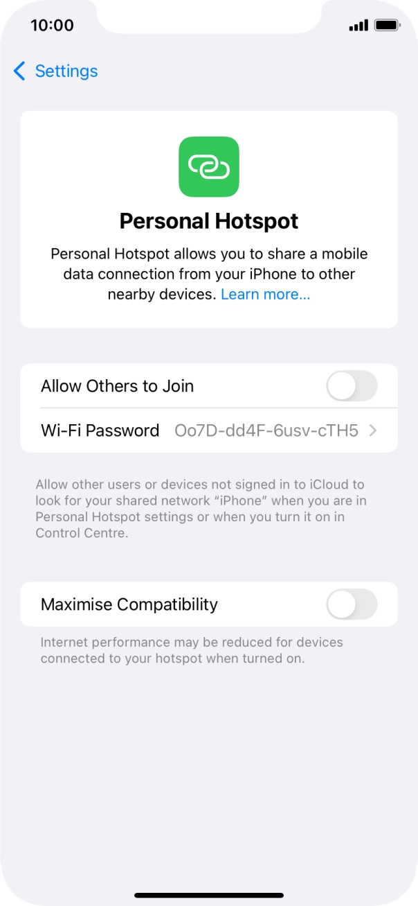 Press Wi-Fi Password and key in the required password.