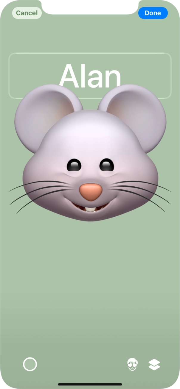 Press the name field and follow the instructions on the screen to select the required font and colour for your name on the Contact Poster. Press the name field and follow the instructions on the screen to select the required font and colour for your name on the Contact Poster.