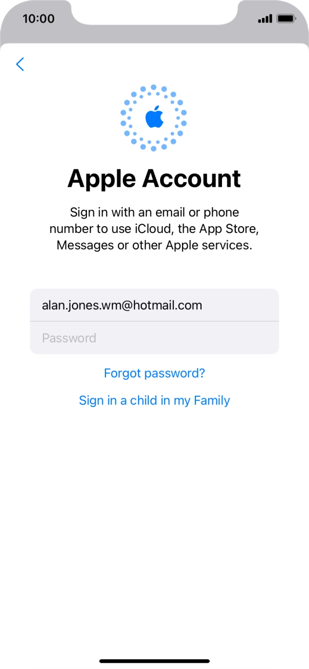 Press Password and key in the password for your Apple ID.