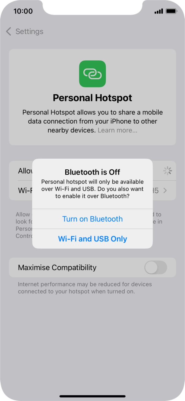 If WiFi is turned on, press Wi-Fi and USB Only.