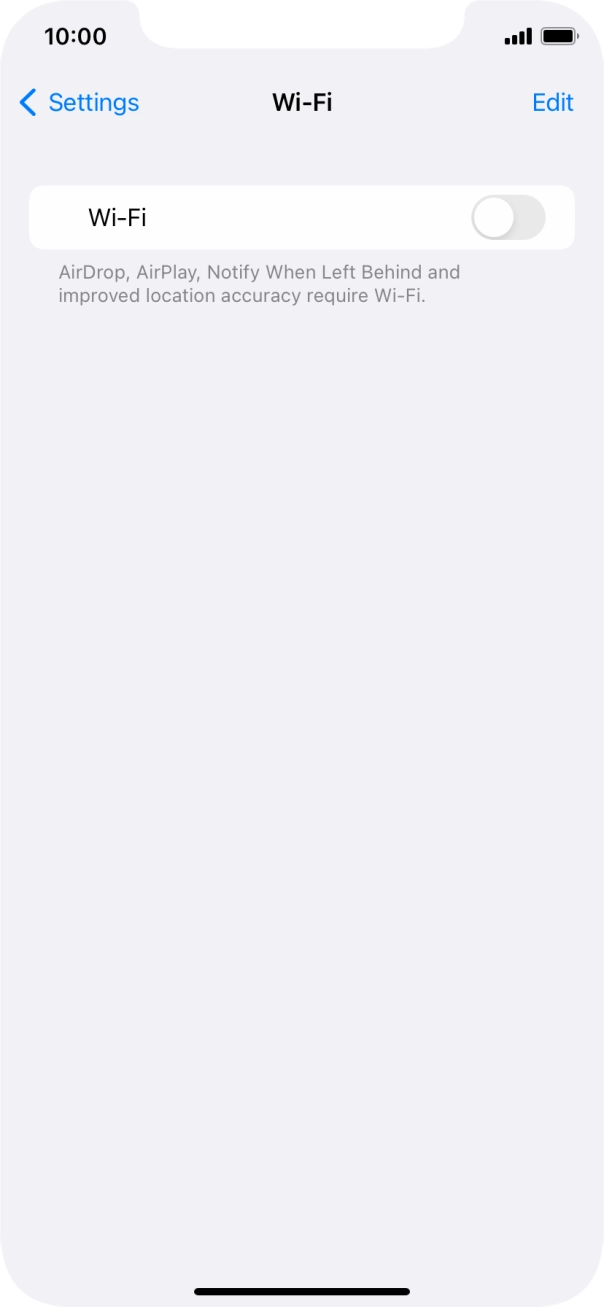 Press the indicator next to 'Wi-Fi' to turn on the function. Press the indicator next to 'Wi-Fi' to turn on the function.
