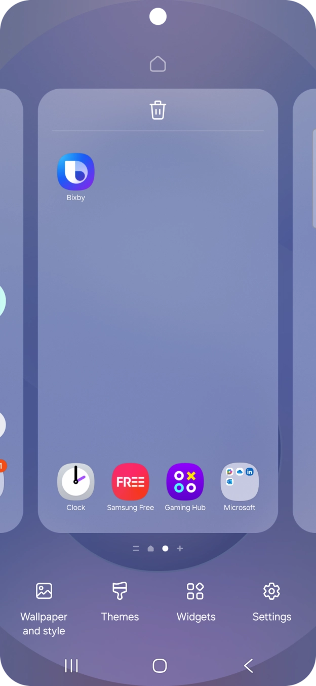 Press the remove icon to remove the home screen page.