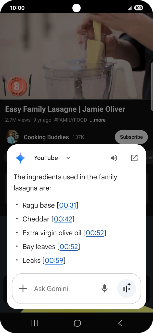 The answer from Gemini to your question is displayed. The answer from Gemini to your question is displayed.
