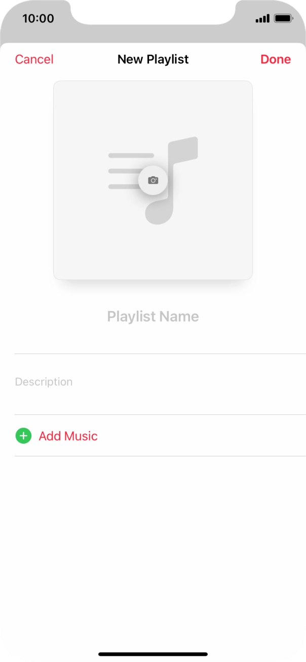 Press the text input field and key in a name for the playlist.