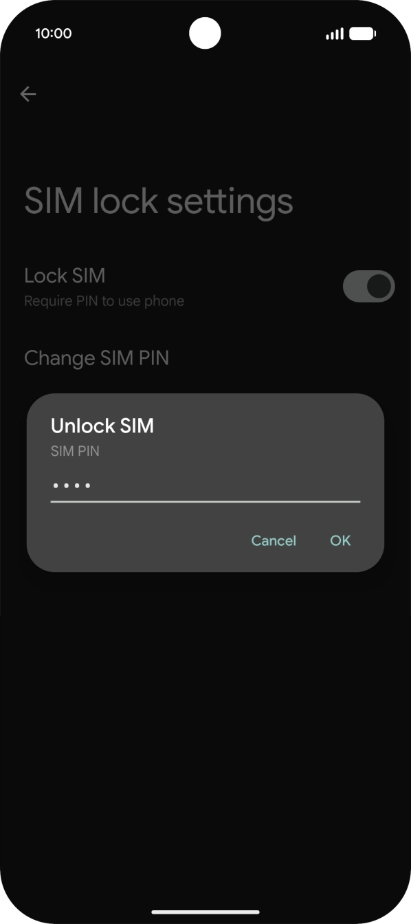 Key in your SIM PIN and press OK. The default SIM PIN is 0000.