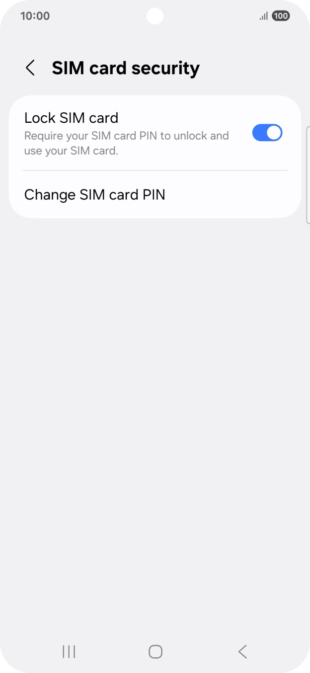 Press the indicator next to 'Lock SIM card' to turn the function on or off.