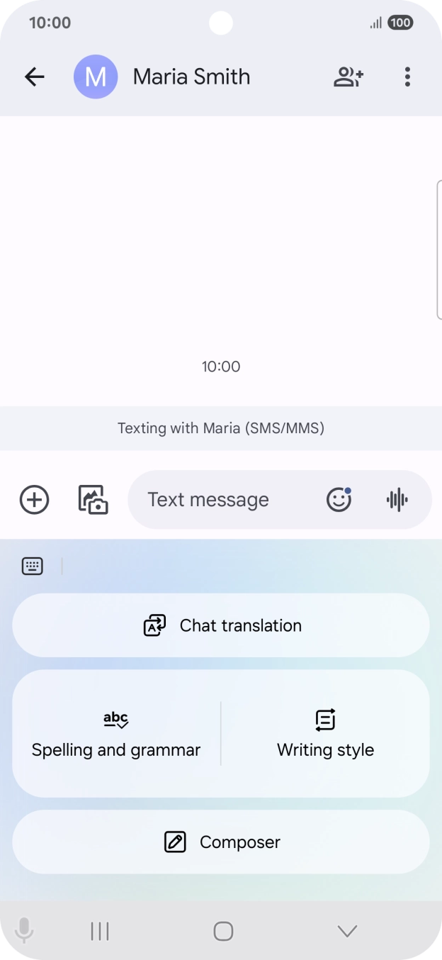 To generate a text, press Composer and follow the instructions on the screen to use the function. To generate a text, press Composer and follow the instructions on the screen to use the function.