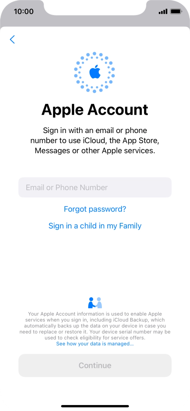Press Email or Phone Number and key in the username for your Apple ID.
