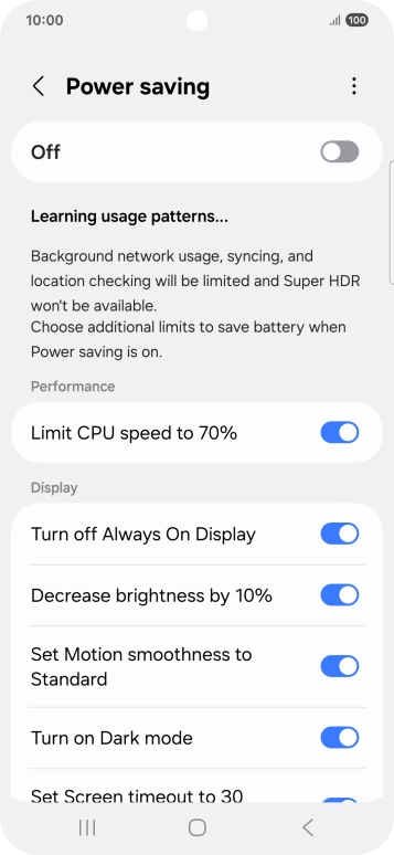 Press the indicators next to the required settings. Press the indicators next to the required settings.