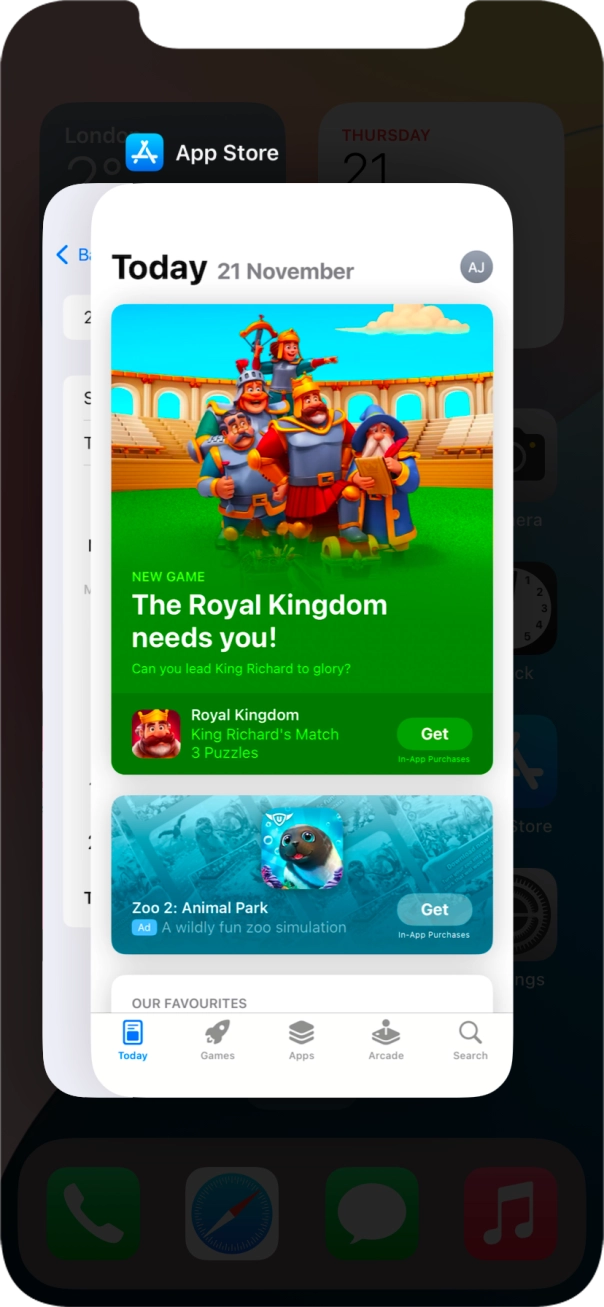 Slide upwards on the required application to end it. Slide upwards on the required application to end it.