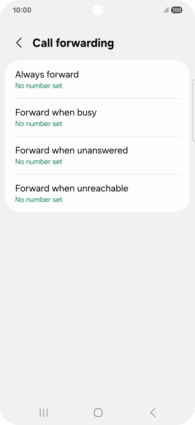 Press the required divert type. Press the required divert type.