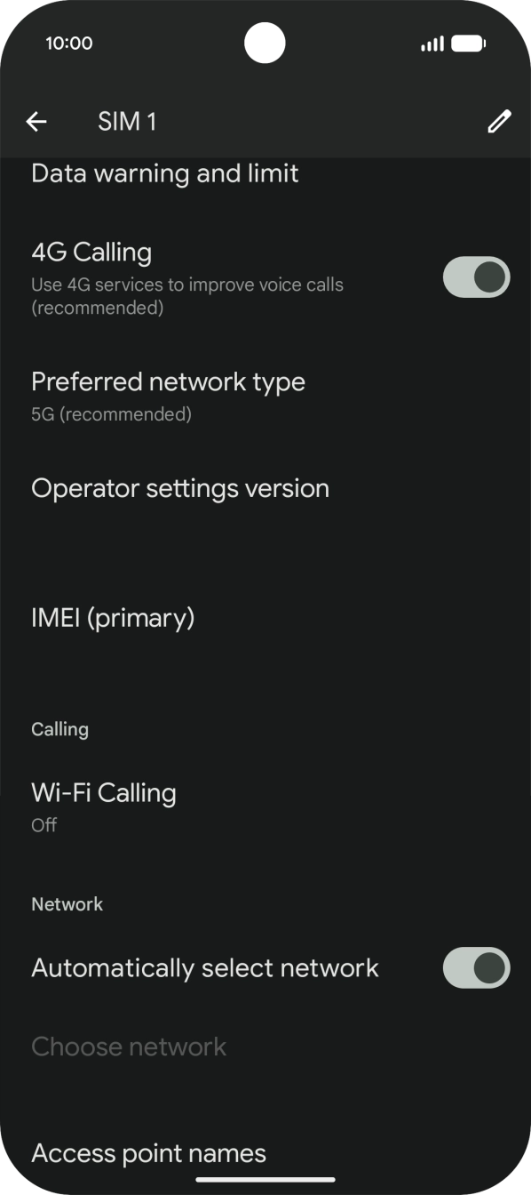 Press the indicator next to 'Automatically select network' to turn off the function and wait while your phone searches for networks.