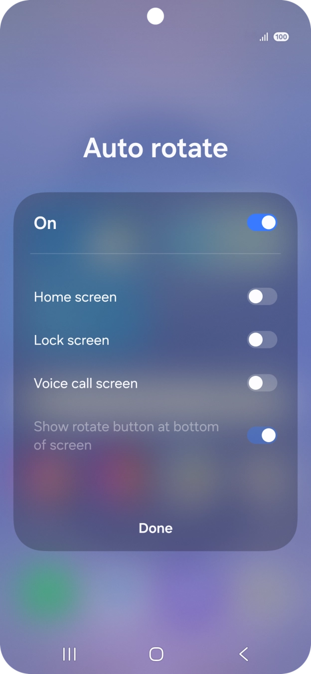 Press the indicators next to the required settings to turn them on or off.