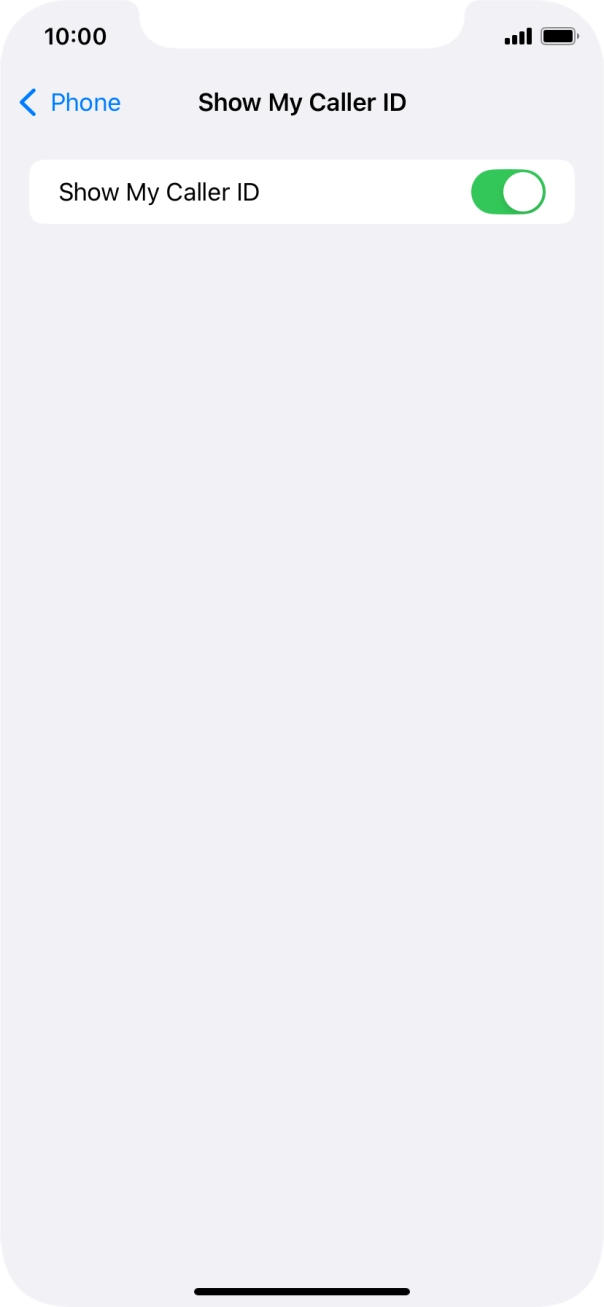 Press the indicator next to 'Show My Caller ID' to turn the function on or off.
