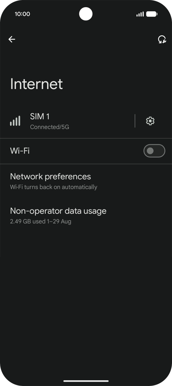 Press the indicator next to 'Wi-Fi' to turn on the function.