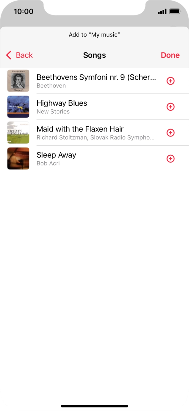 Go to the required category and press the add icon next to the required audio file. Go to the required category and press the add icon next to the required audio file.