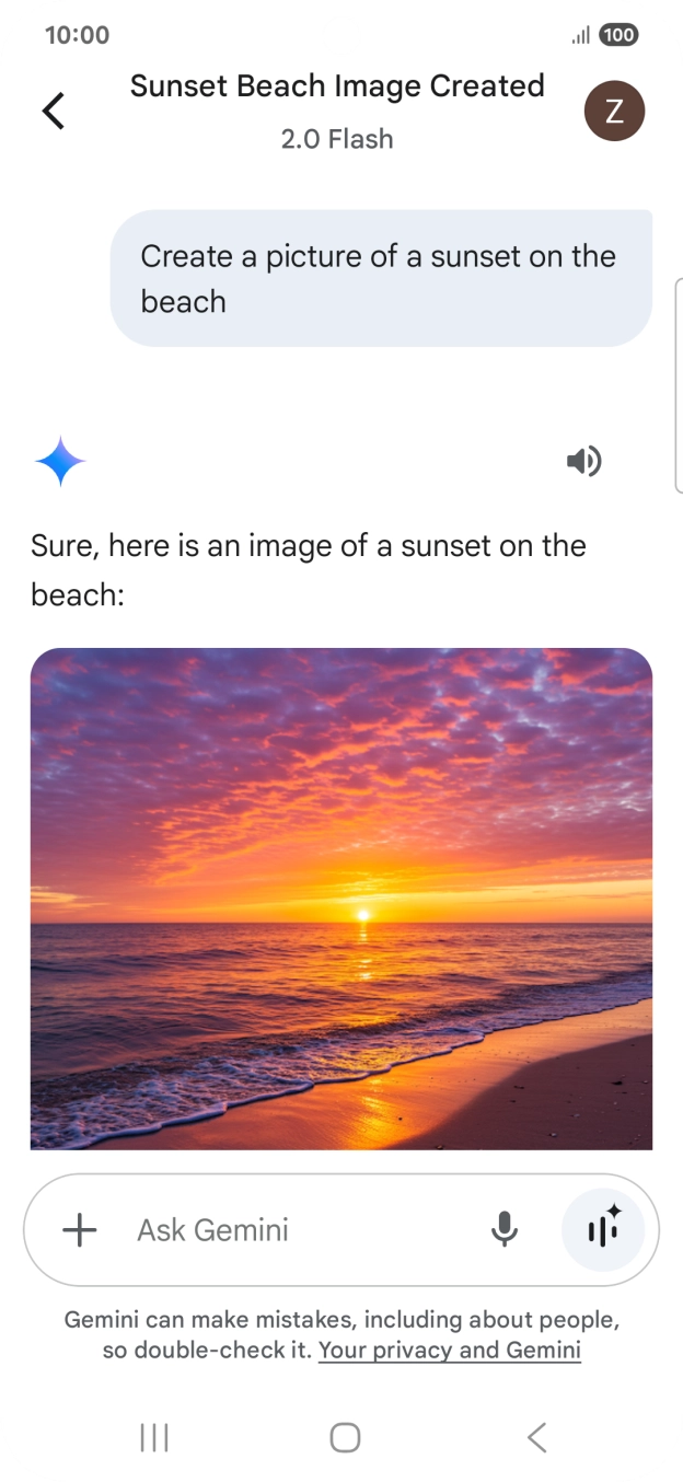 You can also ask Gemini to generate a picture based on your description. You can also ask Gemini to generate a picture based on your description.
